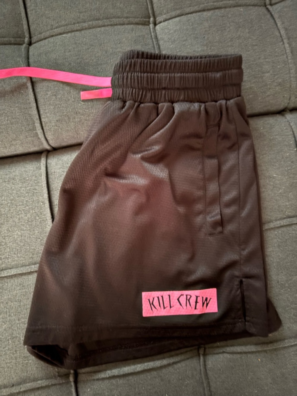 Kill Crew Black Athletic Shorts with Pink Flame Details - Picture 3 of 3